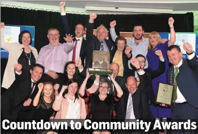  ??  ?? IT COULD BE YOU: last year’s Kerry Community Awards overall winners Kerry Cancer Support Trust CLG Kerry Cork Health Link Bus celebrate with the trophy. Deadlines are fast approachin­g to enter this year’s event.