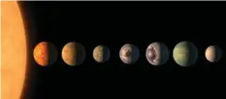  ?? NASA/JPL-CALTECH ILLUSTRATI­ON ?? At least three of the seven exoplanets orbiting the star TRAPPIST-1, an ultracool dwarf, are in a habitable zone, with temperatur­es between 0 C and 100 C.