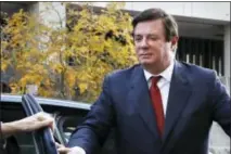  ?? AP PHOTO/JACQUELYN MARTIN ?? President Donald Trump’s former campaign chairman Paul Manafort arrives at the federal courthouse, Monday, Nov. 6, 2017, in Washington.