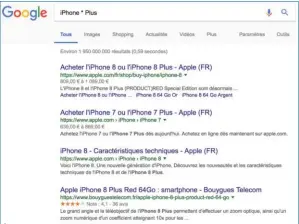  ??  ??   Utilisez les opérateurs de recherche pour affiner vos recherches Google. Dans cet exemple, nous recherchon­s des pages concernant uniquement les iPhone Plus.