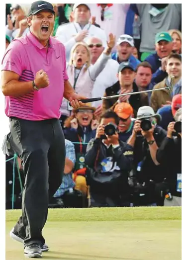  ?? Reuters ?? Patrick Reed celebrates after winning the Masters tournament at the Augusta National Golf Club on Sunday.