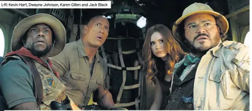  ??  ?? L-R: Kevin Hart, Dwayne Johnson, Karen Gillen and Jack Black