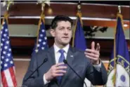  ?? J. SCOTT APPLEWHITE — THE ASSOCIATED PRESS ?? Speaker of the House Paul Ryan, R-Wis., speaks during a news conference about the massive government spending bill moving through Congress, on Capitol Hill in Washington.