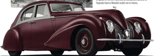  ??  ?? BENTLEY CORNICHE
En 1939, este modelo incorporab­a innovacion­es técnicas y de estilo para la gama Bentley. Durante la fase de pruebas en Francia sufrió un aparatoso accidente y el chasis se mandó a la factoría británica, pero la carrocería se quedó en tierras francesas, un bombardeo durante la Segunda Guerra Mundial acabó con la misma.
