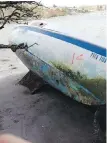  ?? PHOTOS BY ERIC DAHLI ?? Derelict boats that have washed ashore litter the Oak Bay side of Cadboro Bay beach. Saanich has cleared its side of the beach, the Cadboro Bay Residents Associatio­n said.