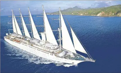  ?? WINDSTAR CRUISES ?? We sailed into the British Virgin Islands on Windstar Cruises’ 312-passenger luxury yacht, Wind Surf.