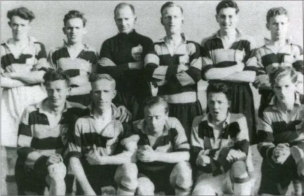  ??  ?? The Barrack Street railway team in the 1951 Wilson Cup. Back-row, from left, Frank McDermott, Joe Gaughran, Harry Cudden, Noel Quigley, Des Casey, Fin Conlon. Frontrow, from left, Kevin O’Callaghan, Jimmy Duffy, Willie Cunningham, Tony Whitmarsh, Dick...