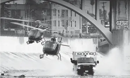  ?? PROVIDED BY UNIVERSAL PICTURES ?? A chase along the LA River wash is a key yet improbable scene in Michael Bay’s “Ambulance.”