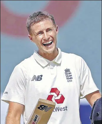  ?? PTI ?? England skipper Joe Root celebrates after scoring 200 on the second day of the Chennai Test on Saturday.