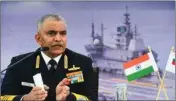  ?? PIC/PTI ?? Navy Chief Admiral R Hari Kumar addresses a press conference in New Delhi on Friday