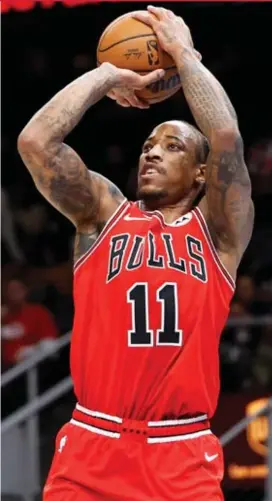  ?? ALEX SLITZ/AP ?? DeMar DeRozan’s fourth-quarter heroics could put the Bulls over the top against the Hawks in their play-in game Wednesday at the United Center.