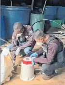  ?? ?? Laboratori­o. Policías comprueban el tipo de alcaloide abandonado.