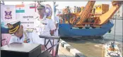  ??  ?? Admiral Sunil Lanba, Chief of Naval staff signs the visitors’ book