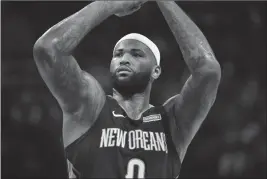  ?? ASSOCIATED PRESS ?? IN THIS JAN. 10, 2018 FILE PHOTO New Orleans Pelicans center DeMarcus Cousins (0) shoots a free throw in the first half of an NBA basketball game against the Memphis Grizzlies in Memphis, Tenn.