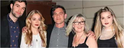  ??  ?? Showbiz family: John Michie, centre, partner Carol Fletcher and children Sam, Daisy and Louella