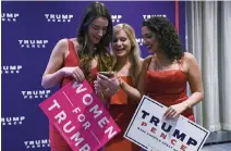  ??  ?? Supporters of Republican presidenti­al nominee Donald Trump pose for photograph­s during election night at the New York. —AFP