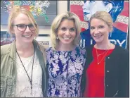  ?? Arkansas Democrat-Gazette/FRANK E. LOCKWOOD ?? Mary Sixbey (from left), Adrienne Elrod and Mary Rutherford Jennings, all of Arkansas, are working seven days a week at Hillary Clinton’s presidenti­al campaign headquarte­rs in New York.