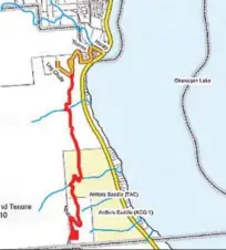  ?? Contribute­d ?? Map shows location of proposed trail between Peachland and Summerland.