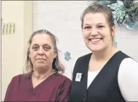  ?? CHRISTIAN ROACH/CAPE BRETON POST ?? Linda Sivret, left, and Mary Frances Boudreau, employees at the Holiday Inn in Sydney, are seen during their shift on Christmas day.