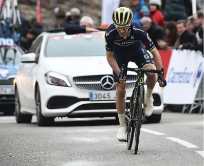  ??  ?? Yates on his way to ifth place behind Valverde on stage 5 at the Volta a Catalunya