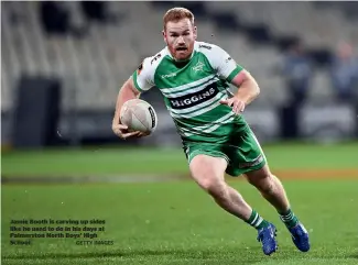  ?? GETTY IMAGES ?? Jamie Booth is carving up sides like he used to do in his days at Palmerston North Boys’ High School.