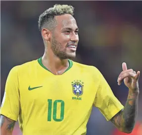  ?? KIRILL KUDRYAVTSE­V/AFP/GETTY IMAGES ?? Neymar scored once in Brazil’s three games during the group stage of the World Cup.