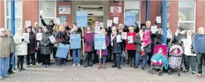  ??  ?? Protesters fighting to save Accrington Victoria Hospital walk in centre