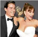  ?? INSTAGRAM ?? Sofía (right) and Manolo Vergara at the Primetime Emmy Awards—