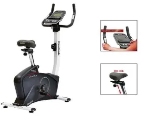  ??  ?? The Reebok Titanium upright bike provides a challengin­g workout.