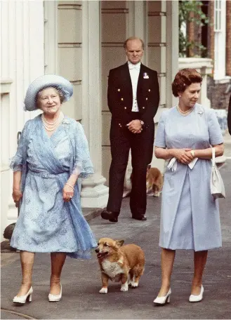  ??  ?? Clockwise from above: The Queen and Queen Mother on her birthday with her corgis outside Clarence House; Princess Elizabeth aged 11 years old with her corgi, Dookie, as Tatler cover stars; the Royal Family in 1937 as a happy group of dog lovers.