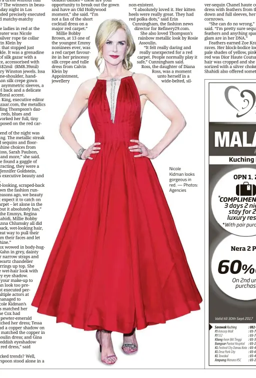  ?? — Photos: Agencies ?? Nicole Kidman looks gorgeous in red.