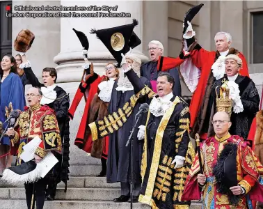  ?? ?? Officials and elected members of the City of London Corporatio­n attend the second Proclamati­on