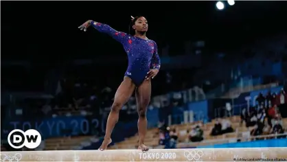  ??  ?? US gymnast Simone Biles left the women's team competitio­n after struggling to land a vault