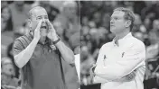  ?? PHOTO COLLAGE USA TODAY Sports ?? Houston coach Kelvin Sampson (left) and Kansas coach Bill Self, pictured during games in the 2024 NCAA Tournament, are pleased their December 2024 game in Mexico City has been postponed.