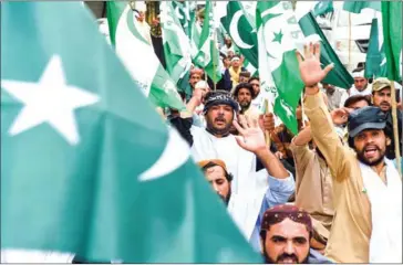  ?? BANARAS KHAN/AFP ?? Pakistani activists of Balochista­n Awami Party protest in Quetta on Wednesday.