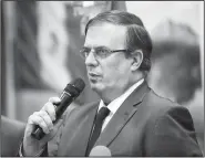  ?? AP/JOHN LOCHER ?? Mexican Foreign Minister Marcelo Ebrard speaks Monday during a news conference on the mass shooting at a shopping complex in El Paso, Texas.