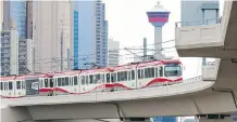  ?? GAVIN YOUNG ?? A CTrain leaves downtown heading west on the blue line. There has been a decline in ridership.