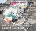  ??  ?? Plastic piping collected from Llantwit Major beach
