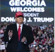  ?? (AP/Evan Vucci) ?? Donald Trump arrives for a campaign rally in November 2020 at Richard B. Russell Airport in Rome, Ga.