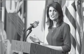  ??  ?? US ambassador to the UN Nikki Haley.