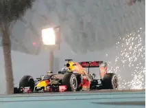  ?? LUCA BRUNO/THE ASSOCIATED PRESS ?? Sparks fly off the car of Red Bull driver Daniel Ricciardo of Australia during practice in Abu Dhabi on Friday.