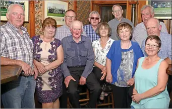  ??  ?? A group of friends and neighbours pictured with Michael McDonnell ( sitting - third from left ) Liam Kearns , Martina Small, Eamon Rogers , Michael McDonnell, James McDonagh, Mary McDonagh, Batty Sherlock, Philomena Gallagher, James Rogers, Basil...