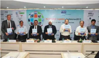  ??  ?? Poul V. Jensen, Vinod Asthana, Saurabh Sanyal, R.S. Bedi, B.N. Puri, B.B. Pattanaik and Ranjeet Mehta releasing a Knowledge Paper “Multimodal Logistics in India : An Assessment” prepared by PHD Chamber and European Business and Technology Centre (EBTC)