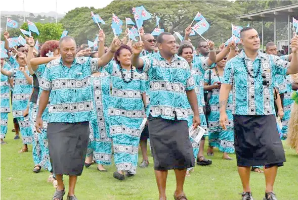  ?? Part of the Fijian contingent at the 2018 Melanesian Arts and Cultural Festival (MACFEST) in Honiara, Solomon Islands. Photo: : DEPTFO. ??