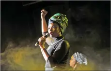  ?? Pictures: Itumeleng English/African News Agency (ANA) ?? VOICING OUT: Presenter Unathi Msengana works the crowd at the emotional All-Black Night tribute on Friday.