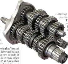  ??  ?? ABOVE: Tonti’s Bianchi racer was the first to use a cassette gearbox. The six-speed gear cluster could be easily removed as a complete assembly