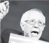  ?? AP ?? Democratic presidenti­al candidate Bernie Sanders speaks during a caucus night party on Monday in Des Moines, Iowa.