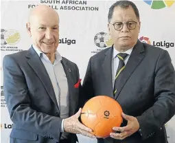  ?? / SYDNEY SESHIBEDI/GALLO IMAGES ?? Director of La Liga Africa Antonio Barradas and Safa’s Danny Jordaan at a press conference at the Nike Football Training Centre in Soweto yesterday.