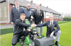  ??  ?? Cutting it fine (from left to right) Beltane’s Robert Fairburn, Robert Lindsay, David Logan and vice president Joe Durkin