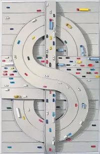  ?? [Wolfgang Günzel © Bildrecht, ?? „$“, 1980 von Thomas Bayrle (Karton, Miniaturau­tos).
